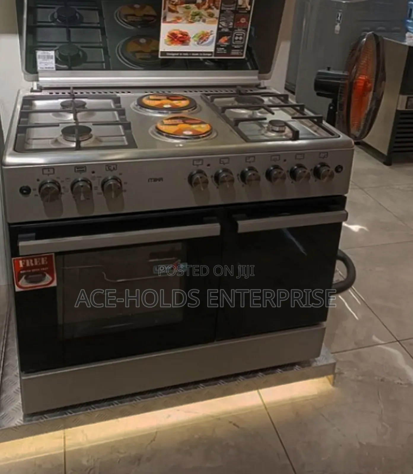 Mika 60*90 Standing Cooker 4 Gas Pool Jet Burners + 2 RAPID Hot Plates