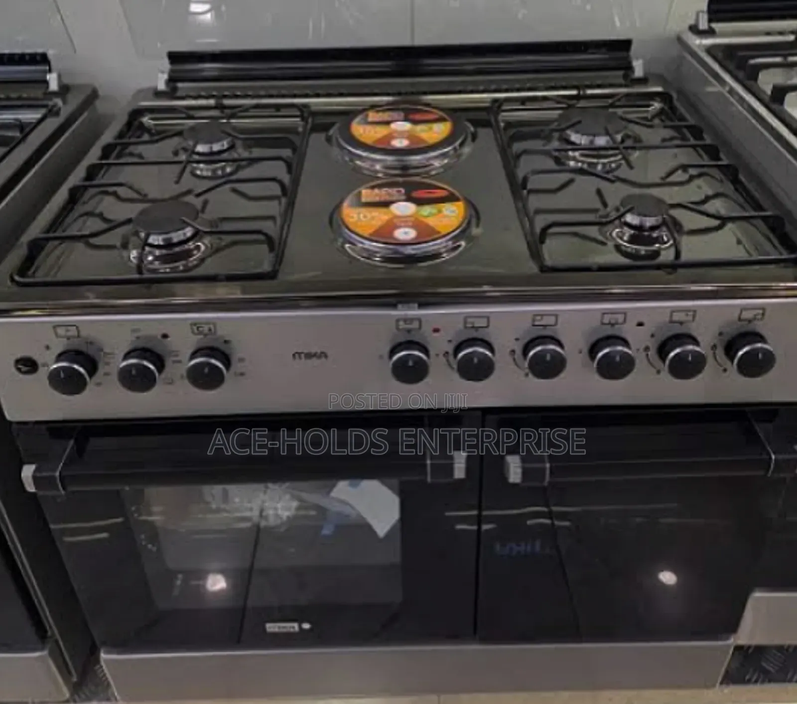 Mika 60*90 Standing Cooker 4 Gas Pool Jet Burners + 2 RAPID Hot Plates
