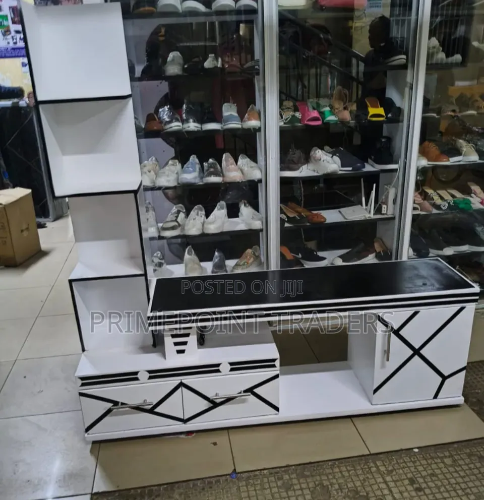 L Shaped TV Stand,Elegant TV Stand With LED Lighting & Décor Shelves