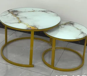 Coffee Table,Elegant White Marble Nesting Coffee Table