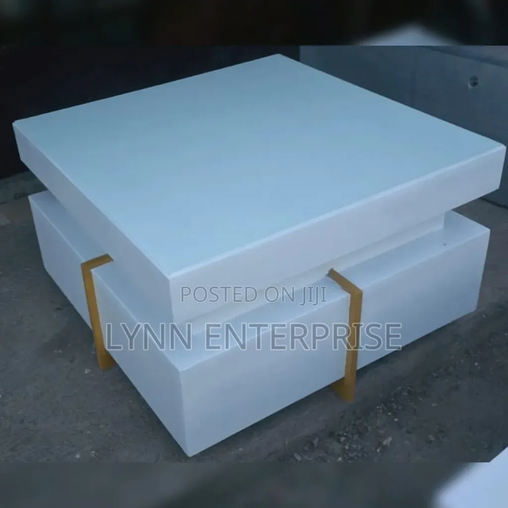 White Executive Modern Squire Coffee Table With Metal Stand