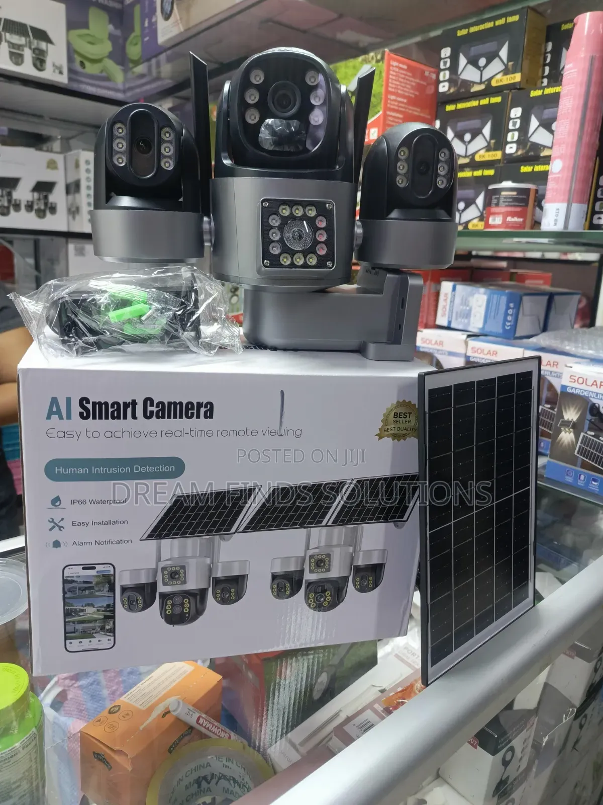 AuraSyncTM Triple-Lens 4G Solar Camera – 24/7 Smart AI Guardian