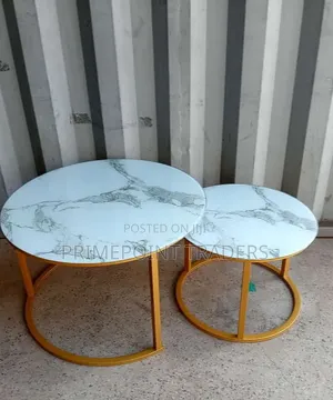 Coffee Table 2 in 1,,Luxury White Marble Glass-Effect Coffee Table