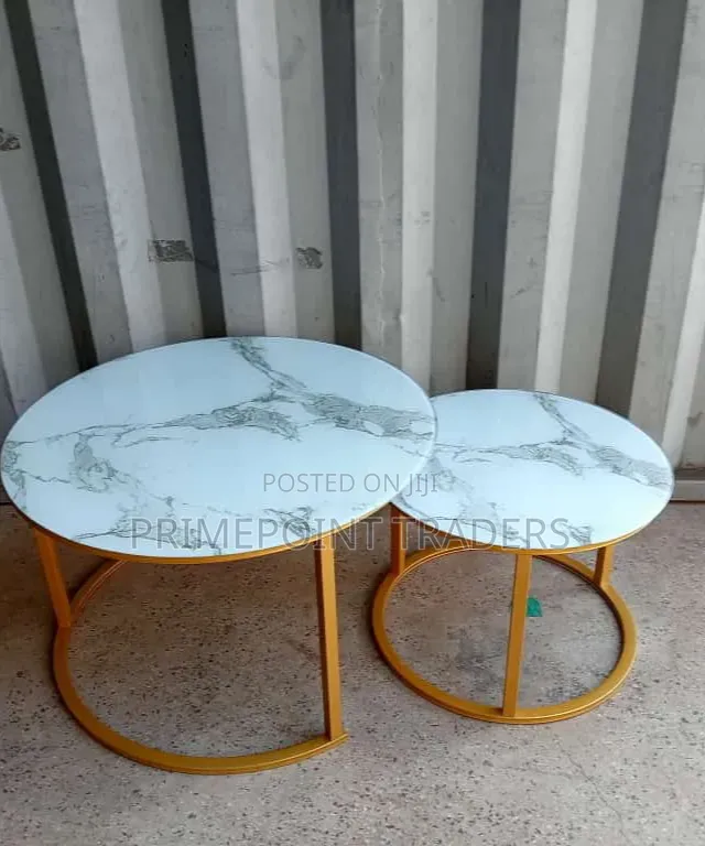 Coffee Table 2 in 1,,Luxury White Marble Glass-Effect Coffee Table