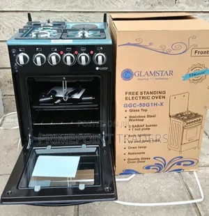 Glamstar Black 50×55 Standing Cooker – 3 Gas + 1 Electric 🔥