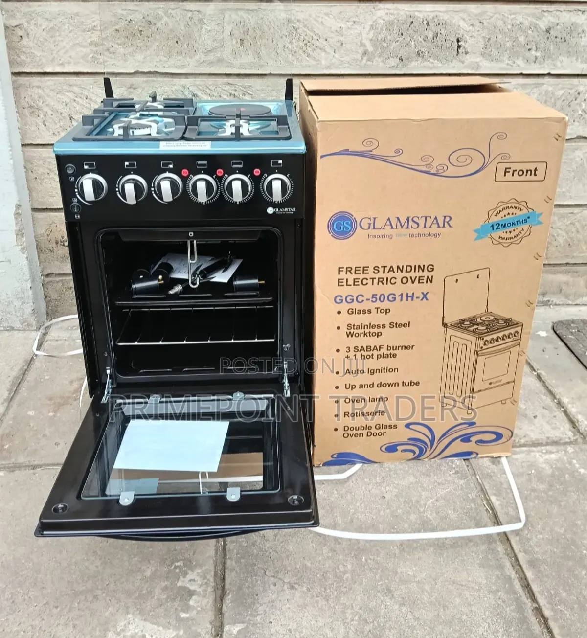 Glamstar Black 3+1 Cooker 50×55 – Stylish & Versatile