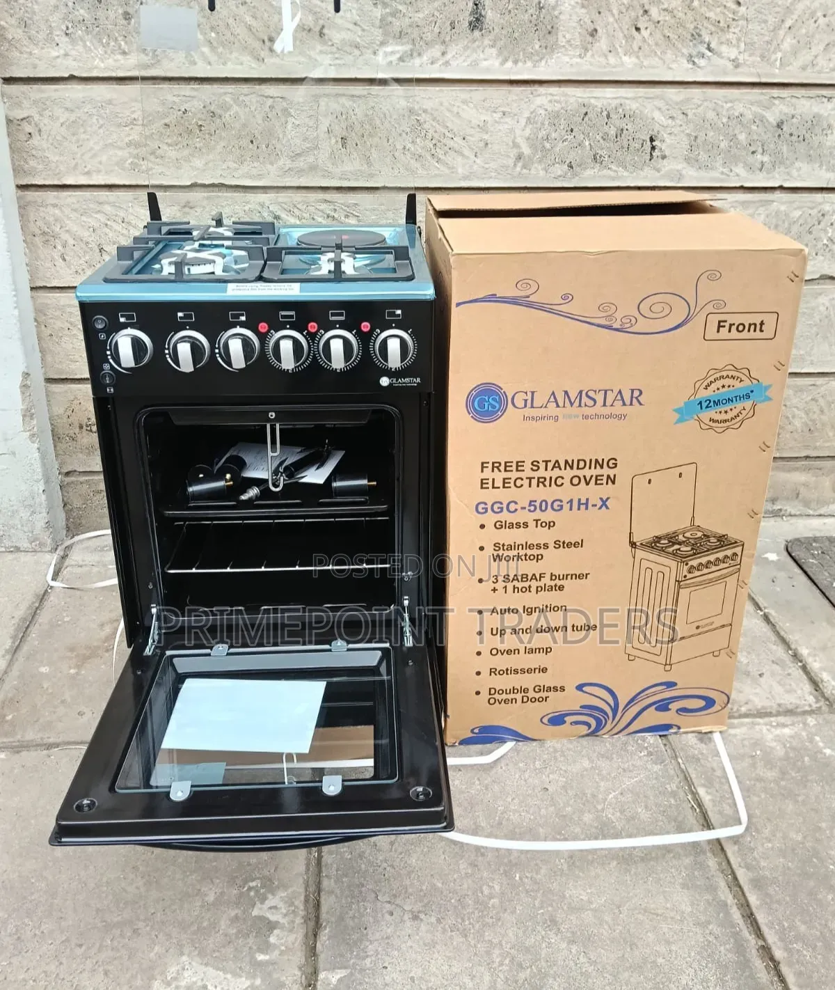 Glamstar Black 3+1 Cooker 50×55 – Stylish & Versatile