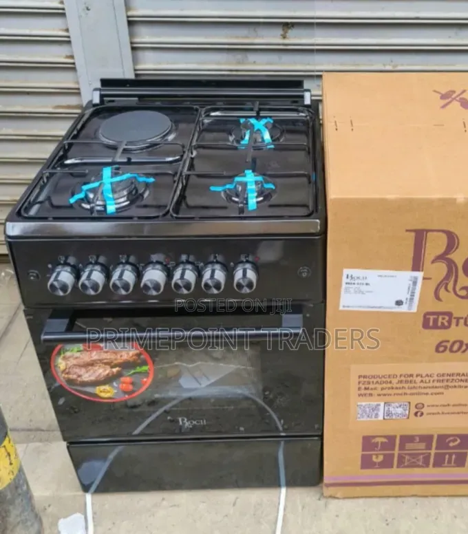 Turkey Roch Black 60×60 Standing Cooker – 3 Gas + 1 Electric