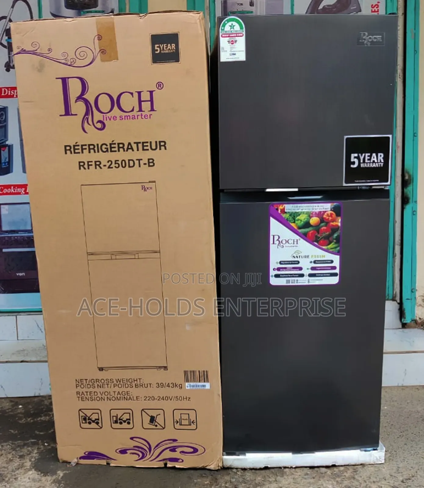 Roch 197 Litres Double Door Fridge NO FROST (5yr Warranty)