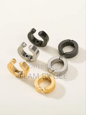 Unisex Stainless Steel Hoop Earrings – Gold, Silver & Black