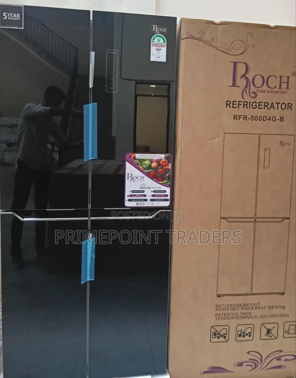 Roch 421L Glass 4-Door Refrigerator – Spacious & Stylish