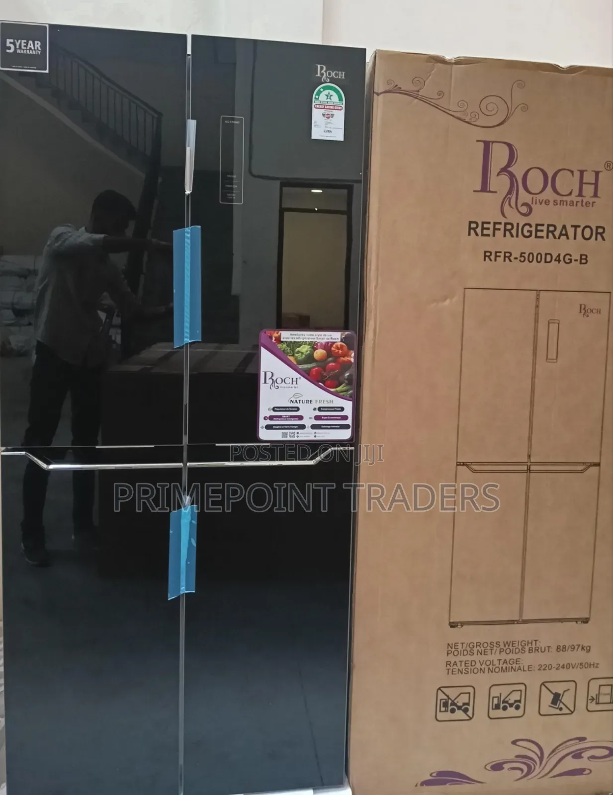 Roch 421L Glass 4-Door Refrigerator – Spacious & Stylish