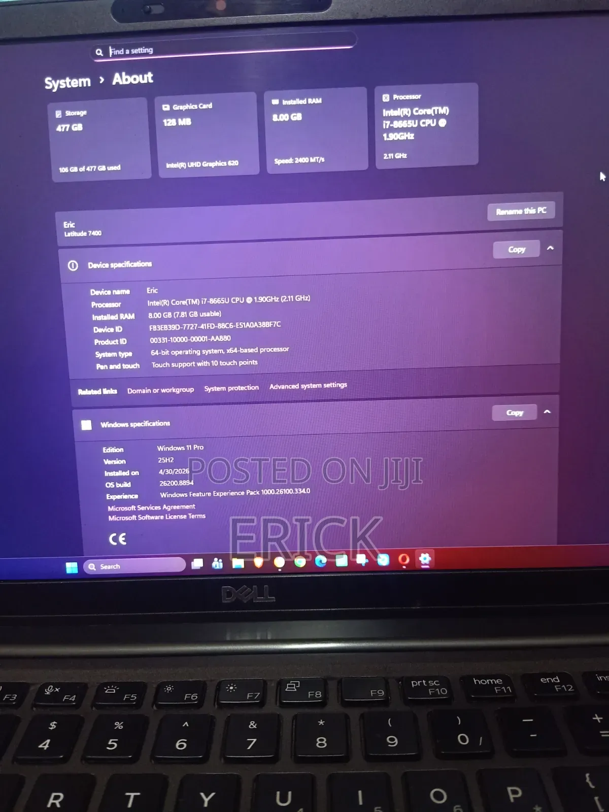 Laptop Dell Latitude 7400 8GB Intel Core i7 SSD 512GB