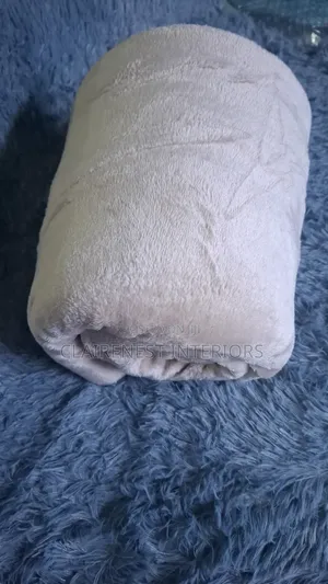 Beige and Baby Blue Hand Washable Fleece Blankets