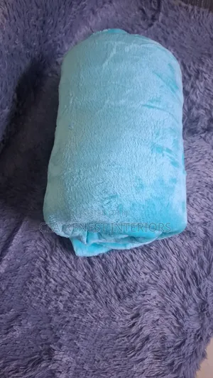 Beige and Baby Blue Hand Washable Fleece Blankets
