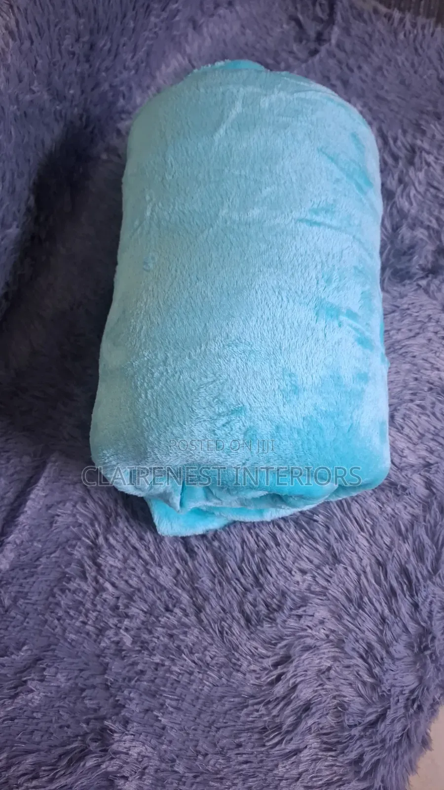 Beige and Baby Blue Hand Washable Fleece Blankets