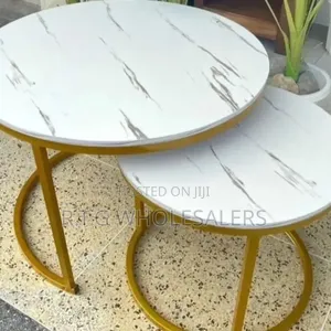 WHITE Nesting Coffee Table Marble Effect (MDF) @
