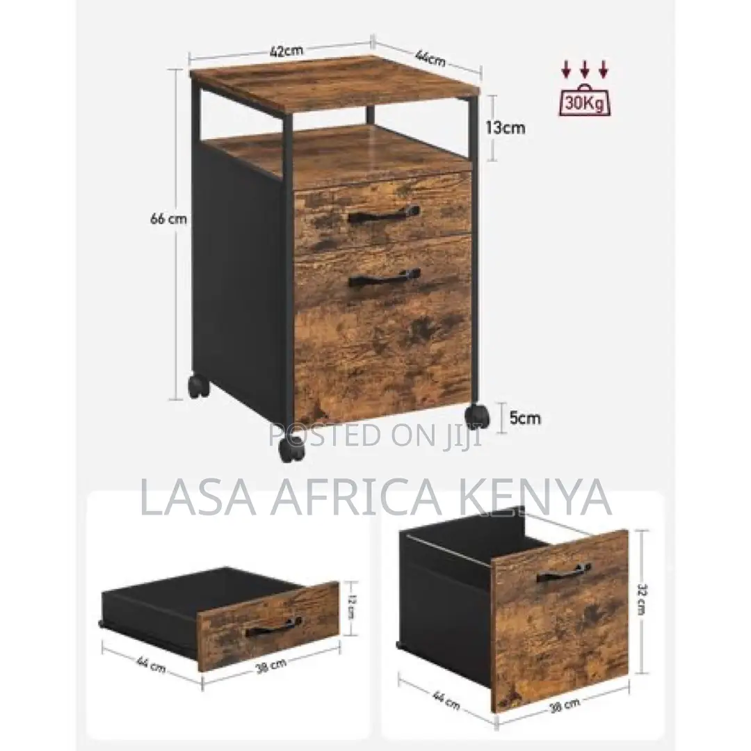 2-Drawer Rolling File Cabinet With Open Shelf Wheels