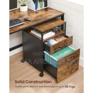 2-Drawer Rolling File Cabinet With Open Shelf Wheels