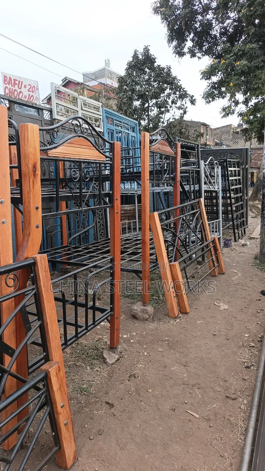 Metalic Double Decker Mahogany Stands