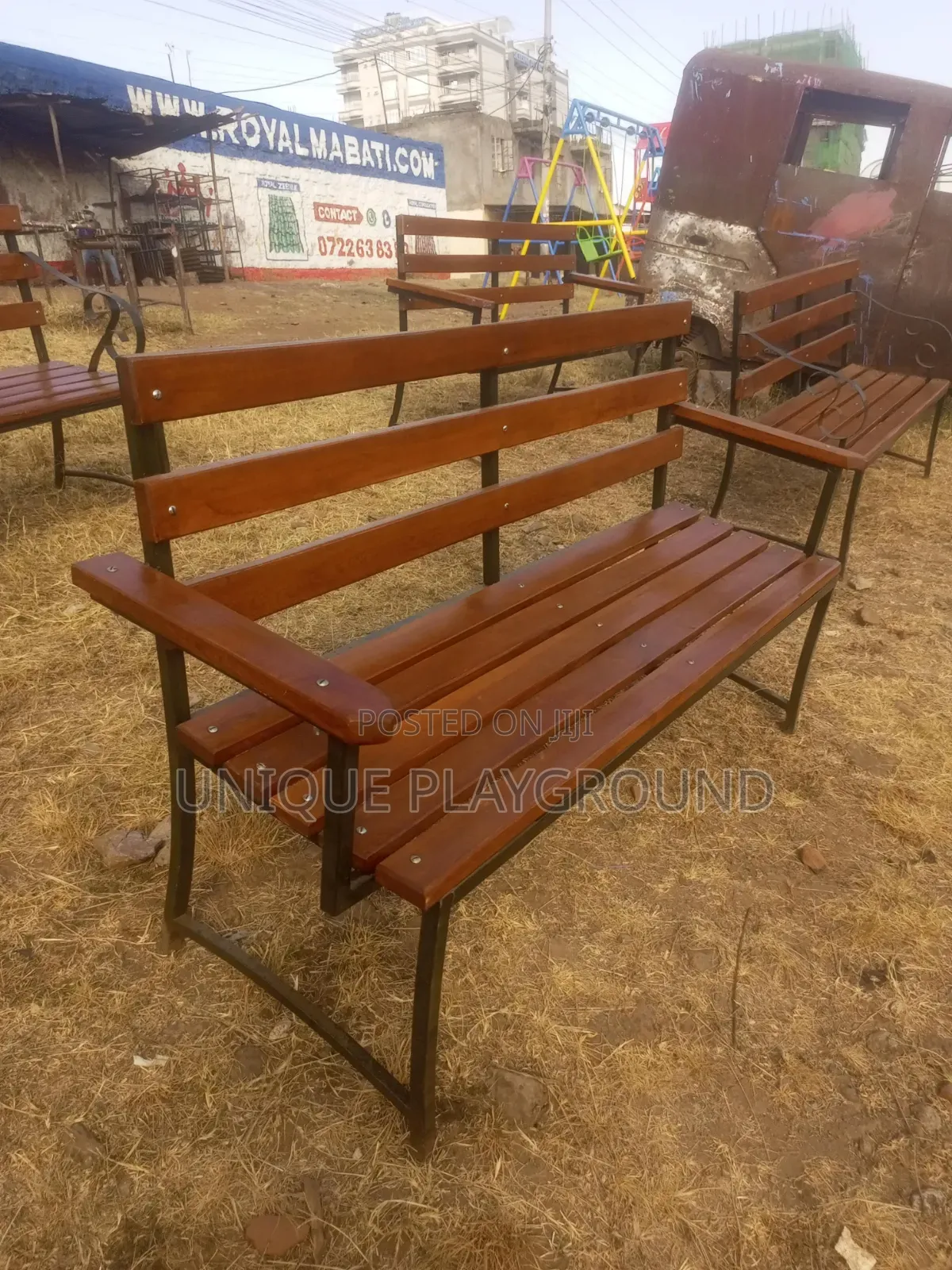 Garden Benches Tables and Umbrellas