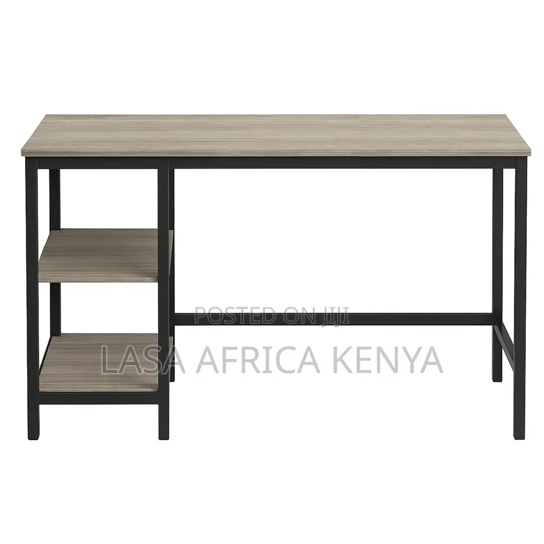 LASA Modern Study Desk With Shelves - Greige - Black | LASA