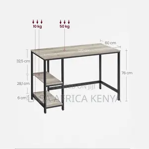 LASA Modern Study Desk With Shelves - Greige - Black | LASA