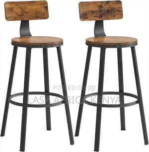Set of 2 Rustic Counter-Height Bar Stools With Backrests