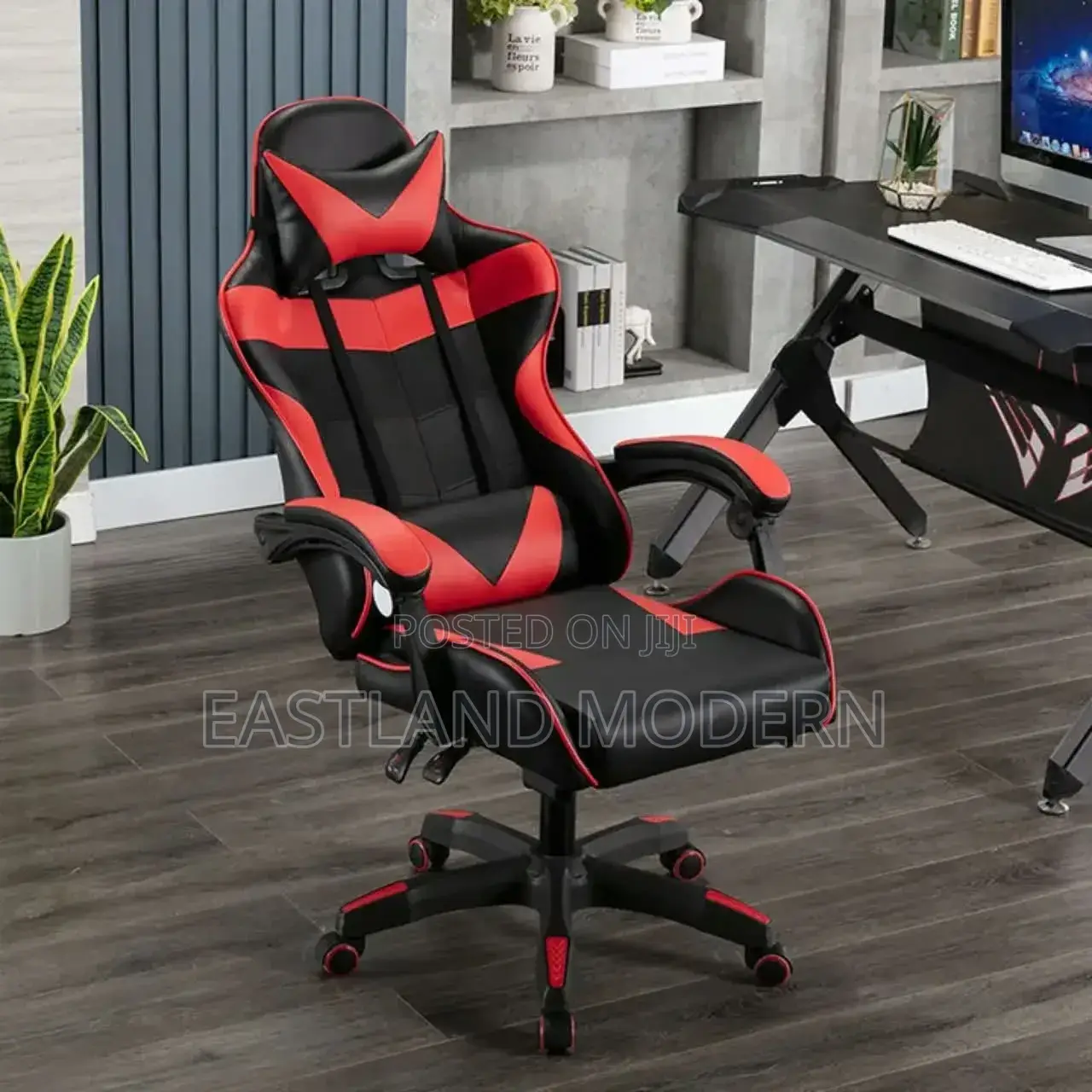 Black & Red Gaming Chair With Headrest