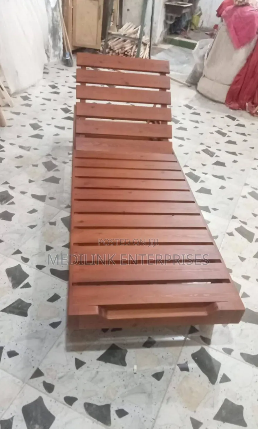 Wooden Foldable Mahogany Sunbed One Only
