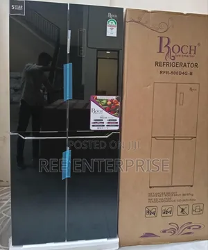 RFR 500-D4g -B Roch 421 Litres  Glass Four Door Refrigerator ,*