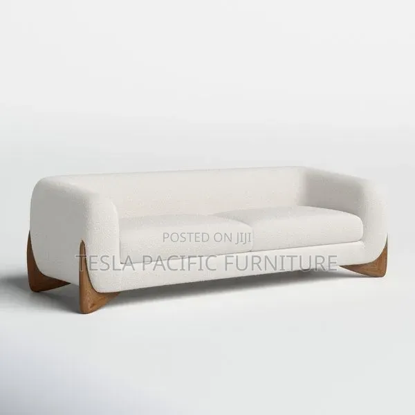 Modern Boucle Curved Sofa Made With Spring Cushions. Free Delivery