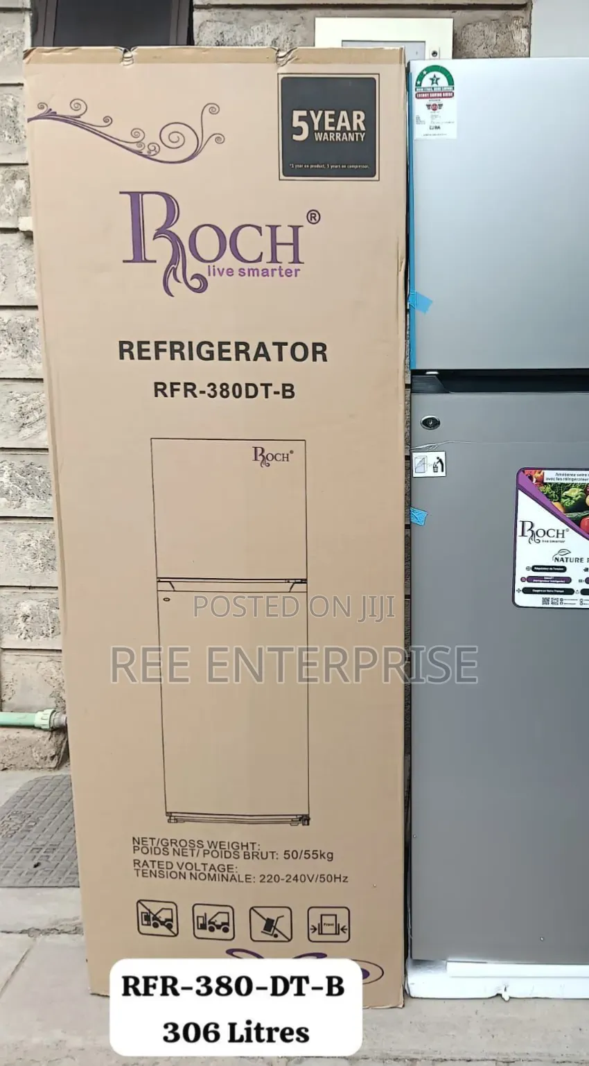 *Roch Double Door Door 306 Litres Refrigerator 2 Star Rating