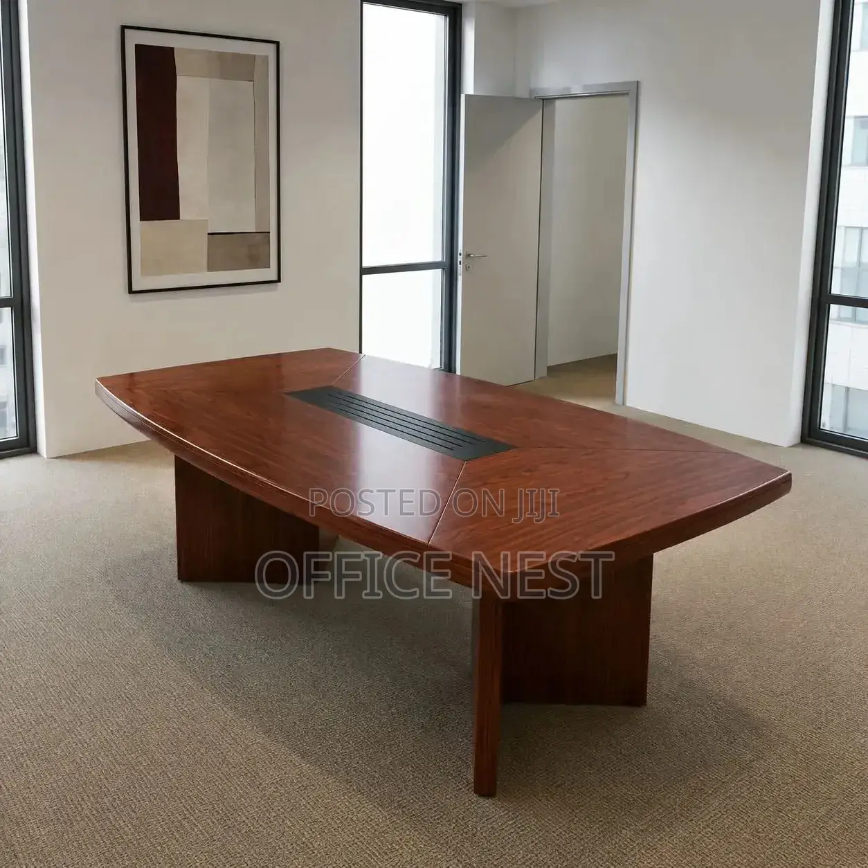 Large Boardroom Meeting Table – Brown Wood Finish
