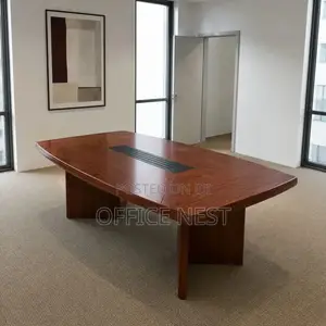 Large Boardroom Meeting Table – Brown Wood Finish