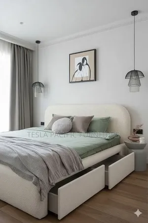 Luxury Modern Upholstered Storage Bed With Pull -Out Storage Drawers