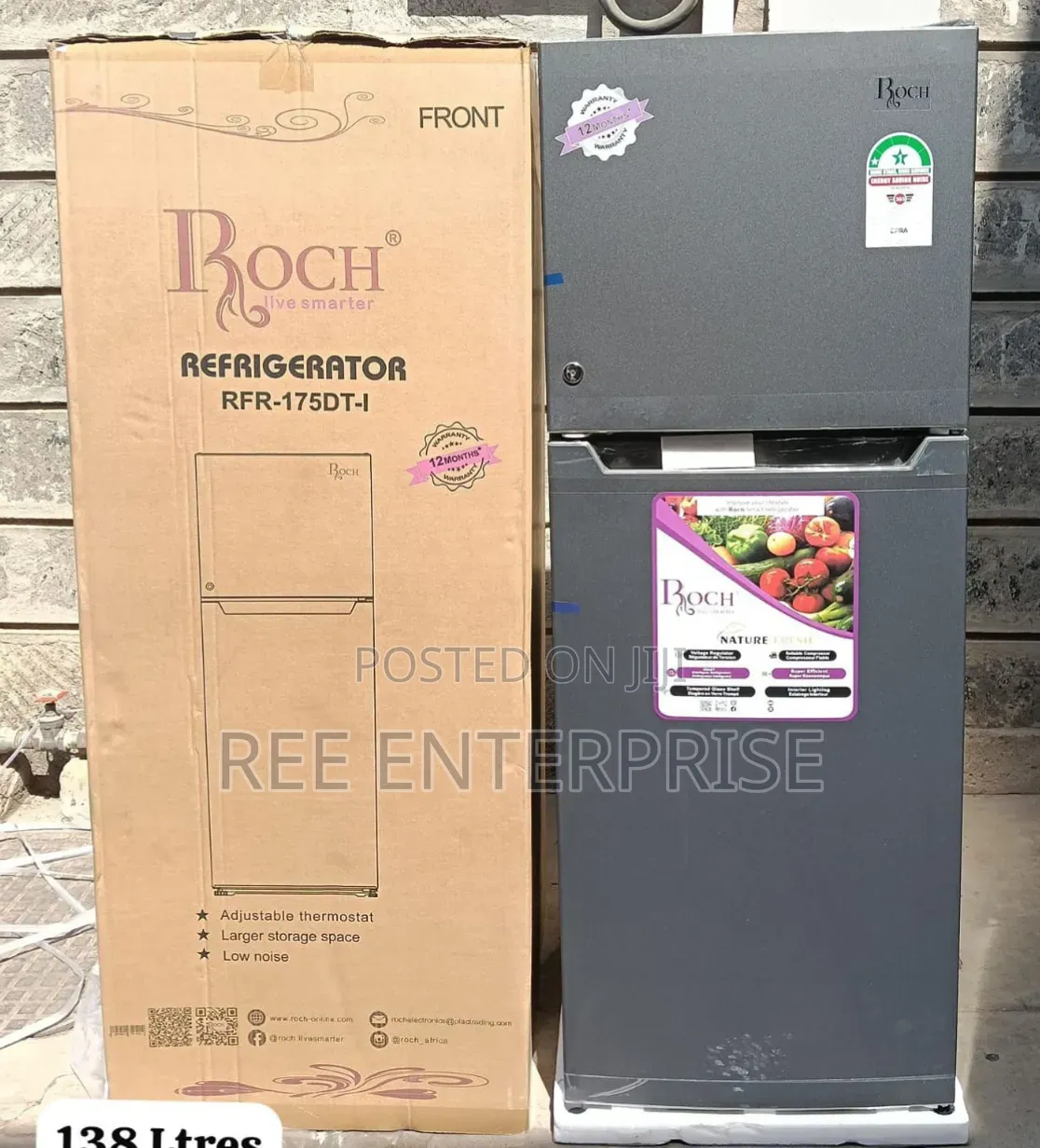 138 Liters Brand New Roch Double Door Fridge
