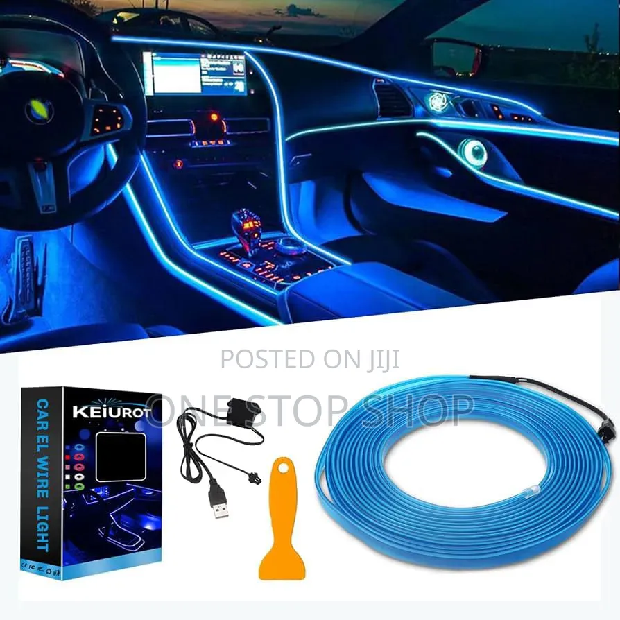 5mtrs USB Connector Blue Dashboard &Panel Gaps El Wire Cold Nightlight
