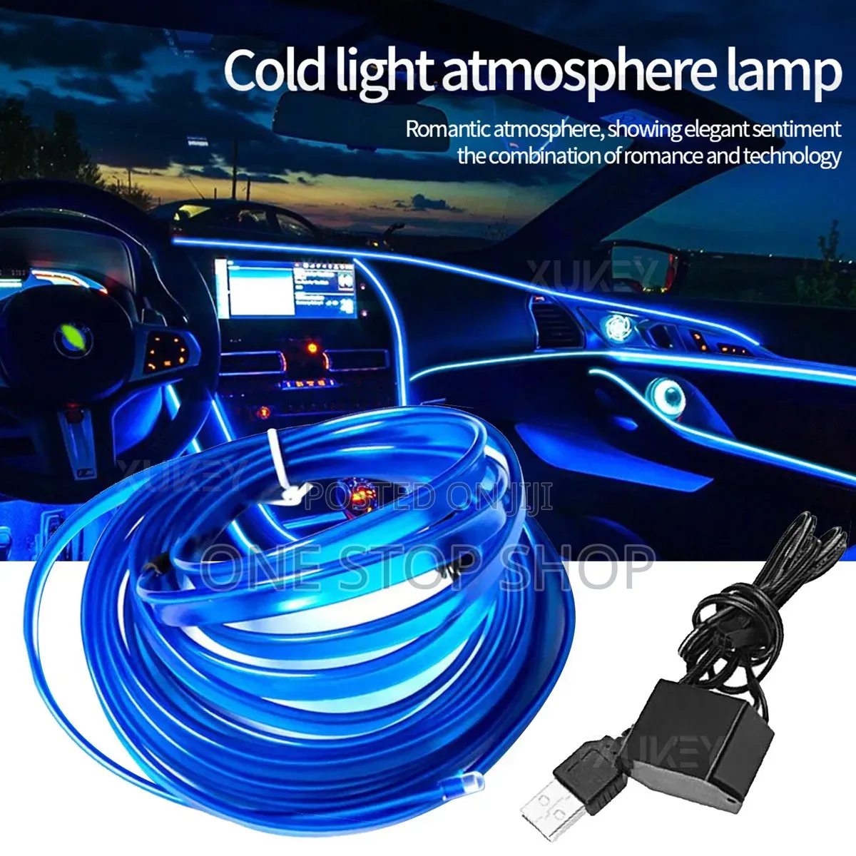 5mtrs Blue Flexible Neon Glow Rope Light Dashboard Gaps