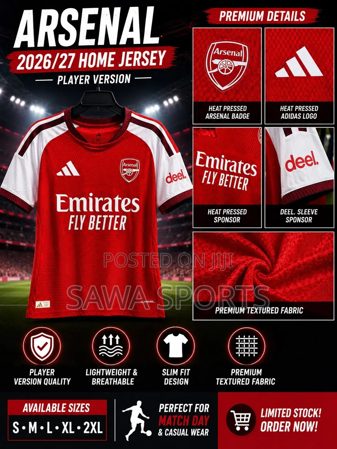 New Arsenal 2026/27 Home Jersey – Player Version