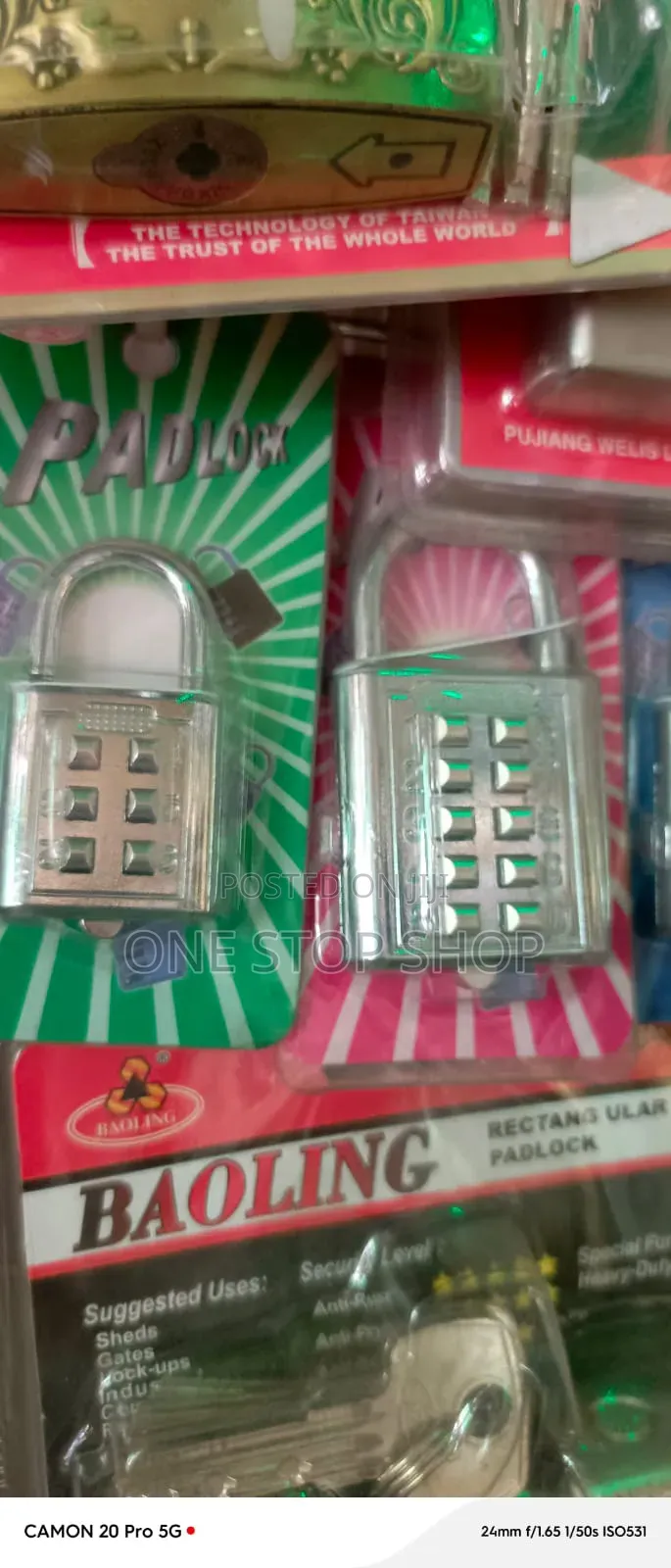 2pcs Password Padlock With Vertical Rows Numbered Press Button