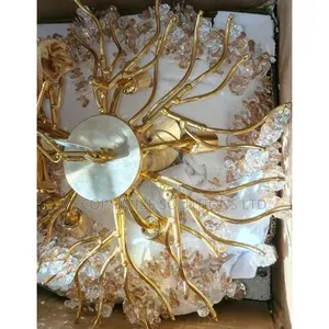 Modern Luxury Golden Tree Branch With Leaves Crystal Chandelier