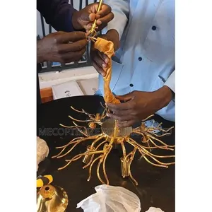 Modern Luxury Golden Tree Branch With Leaves Crystal Chandelier