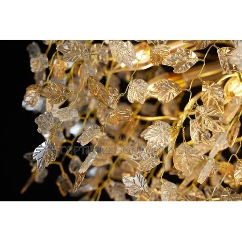 Modern Luxury Golden Tree Branch With Leaves Crystal Chandelier