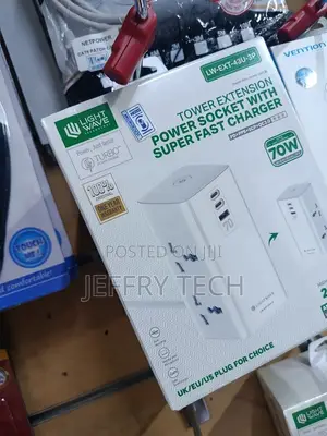 Light Wave LW-EXT-43U-3P Power Extension Tower: 4-Way Socket With 3 US