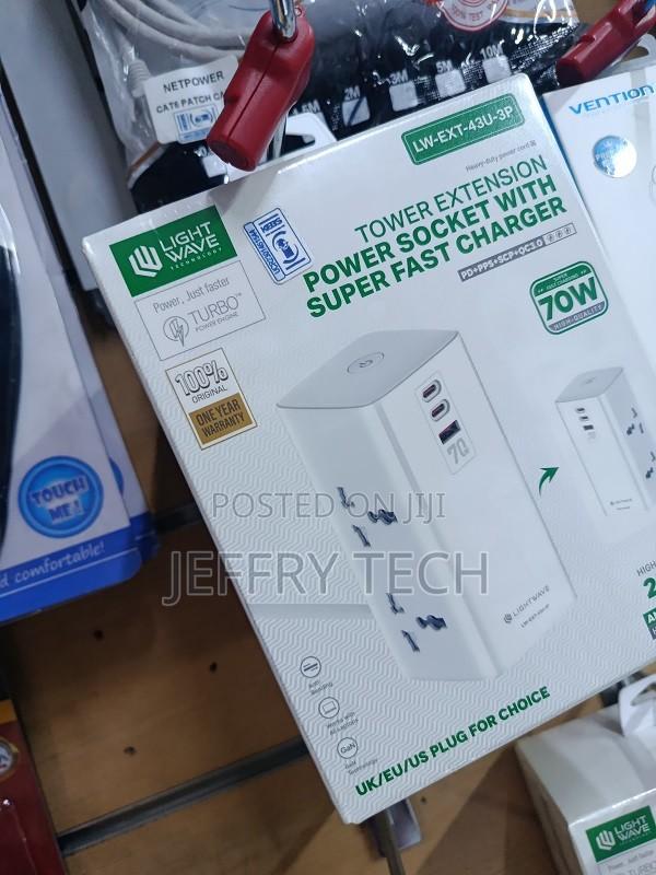 Light Wave LW-EXT-43U-3P Power Extension Tower: 4-Way Socket With 3 US