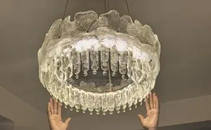 Modern Luxury Glass Flower Crystal Chandelier