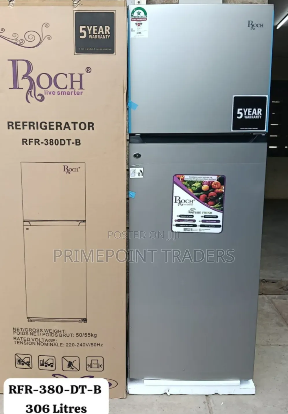 ROCH RFR-380-DT-B 306L Double Door Refrigerator – Spacious & Stylish