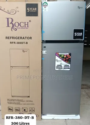 ROCH 306L Double Door Fridge – RFR-380-DT-B | Large Storage Capacity