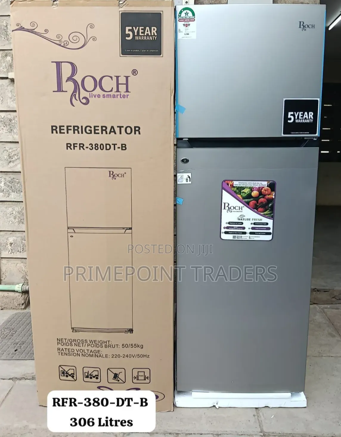 ROCH RFR-380-DT-B 306 Litres 2-Door Refrigerator Reliable & Convenient